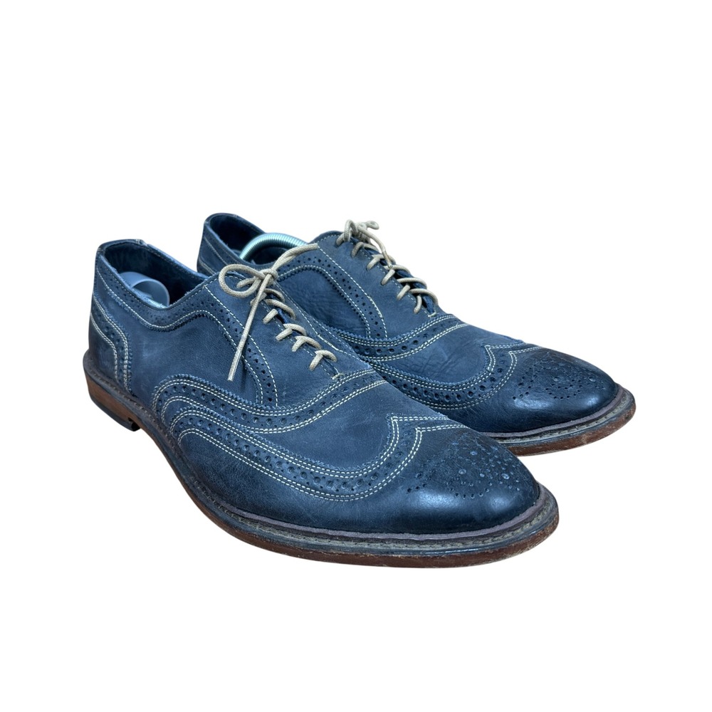 Allen Edmonds Neumok Oxford Mens 13 Navy Blue Leather Wingtip Brogue Shoes